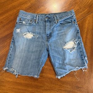 Levi's Blue Distressed Jean Shorts